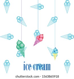Sweet cartoon ice cream. Vector colorful ice creams.
