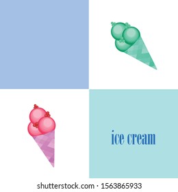 Sweet cartoon ice cream. Vector colorful ice creams.