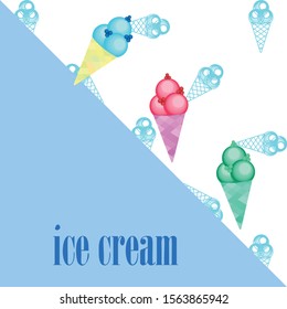 Sweet cartoon ice cream. Vector colorful ice creams.