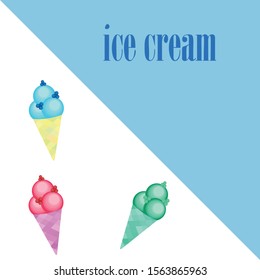 Sweet cartoon ice cream. Vector colorful ice creams.