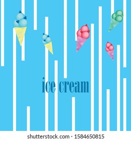 Sweet cartoon ice cream. Vector colorful ice creams.