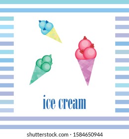 Sweet cartoon ice cream. Vector colorful ice creams.