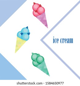 Sweet cartoon ice cream. Vector colorful ice creams.