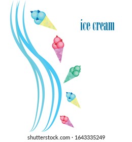 Sweet cartoon ice cream. Vector colorful ice creams.