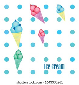 Sweet cartoon ice cream. Vector colorful ice creams.