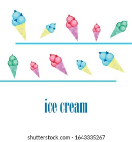 Sweet cartoon ice cream. Vector colorful ice creams.