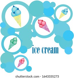 Sweet cartoon ice cream. Vector colorful ice creams.