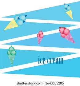 Sweet cartoon ice cream. Vector colorful ice creams.