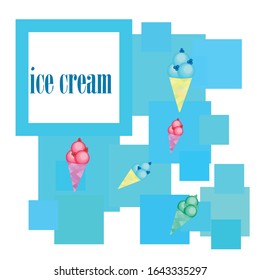 Sweet cartoon ice cream. Vector colorful ice creams.