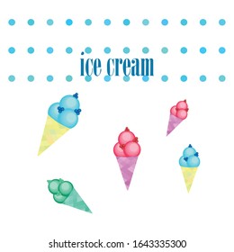 Sweet cartoon ice cream. Vector colorful ice creams.