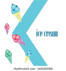 Sweet cartoon ice cream. Vector colorful ice creams.