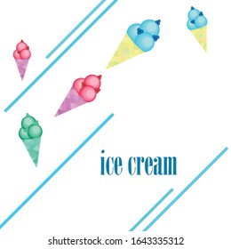 Dulce helado de caricatura. Cremas de hielo coloreadas vectoriales.