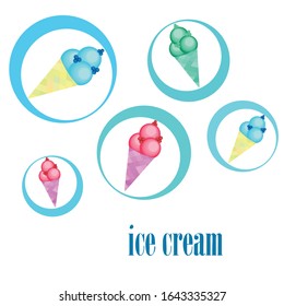Sweet cartoon ice cream. Vector colorful ice creams.