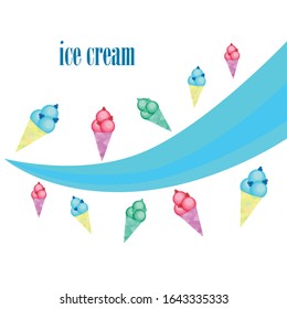 Sweet cartoon ice cream. Vector colorful ice creams.