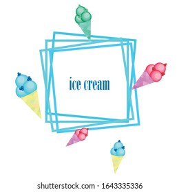 Sweet cartoon ice cream. Vector colorful ice creams.
