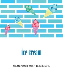 Sweet cartoon ice cream. Vector colorful ice creams.