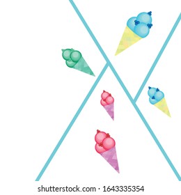 Sweet cartoon ice cream. Vector colorful ice creams.