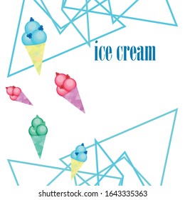 Sweet cartoon ice cream. Vector colorful ice creams.