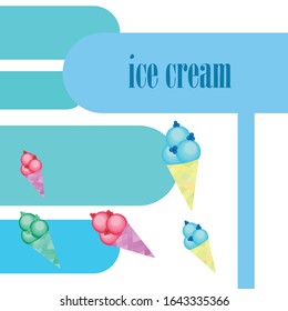 Sweet cartoon ice cream. Vector colorful ice creams.