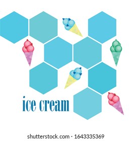 Sweet cartoon ice cream. Vector colorful ice creams.