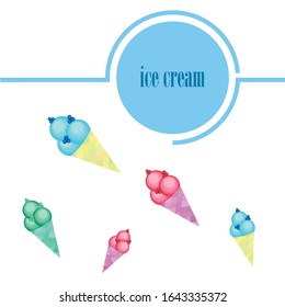 Sweet cartoon ice cream. Vector colorful ice creams.