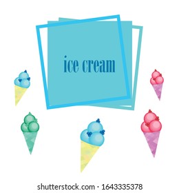 Sweet cartoon ice cream. Vector colorful ice creams.