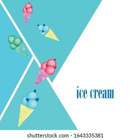 Sweet cartoon ice cream. Vector colorful ice creams.