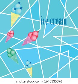 Sweet cartoon ice cream. Vector colorful ice creams.