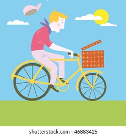 Sweet cartoon old classic bike Illustration Vector