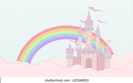 sweet castle in pastle color background vector