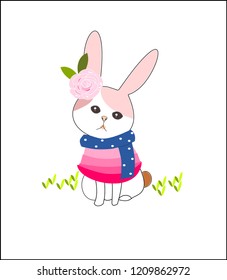 sweet cat in clothes illustration