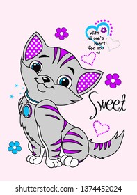 sweet cat design print