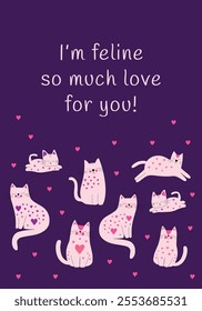 Sweet Cat Illustration with Playful Cats and Text