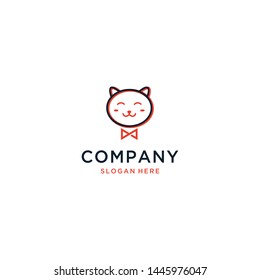 Sweet cat logo design vector illustration