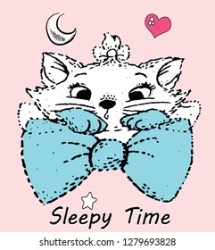 Sweet Cat Sleepy Time vector graphic