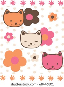sweet cats with flowers