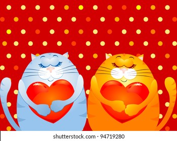 Sweet cats in love, vector illustration