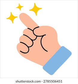 Sweet charming depiction with finger snapping hand gesture over a plain white background design