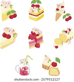 A sweet and charming Icon set featuring cherry blossoms and cherries!