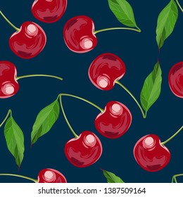 Sweet cherries. Beautiful summer pattern with cherries