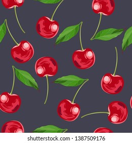 Sweet cherries. Beautiful summer pattern with cherries