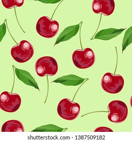 Sweet cherries. Beautiful summer pattern with cherries