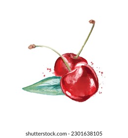 Sweet cherries on white background