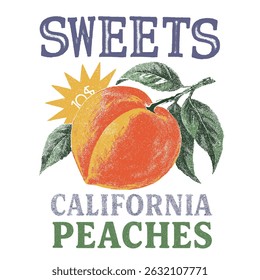 Sweet Cherries typography text print. Retro berry Print Design Vector with Slogan. Fashion graphic prints for fruit martini, Fashion slogan print. women's cute t-shirt print, vintage poster design.