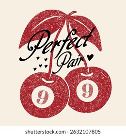 Sweet Cherries typography text print. Retro berry Print Design Vector with Slogan. Fashion graphic prints for fruit martini, Fashion slogan print. women's cute t-shirt print, vintage poster design.
