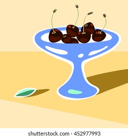 Sweet Cherries in a vase - Illustration