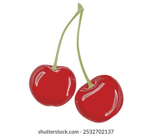 Obra de arte de cereja doce. Impressão de cereja. Arte de comida orgânica para camiseta. 