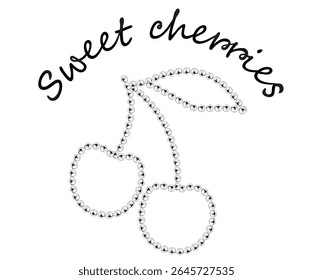 Sweet cherry artwork. Cherry fruit print. Cherry love. Organic food artwork for for t-shirt.