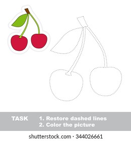  Sweet cherry to be traced. Vector trace game.