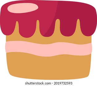 Süßer Kirschkuchen, Illustration, Vektorgrafik auf weißem Hintergrund.